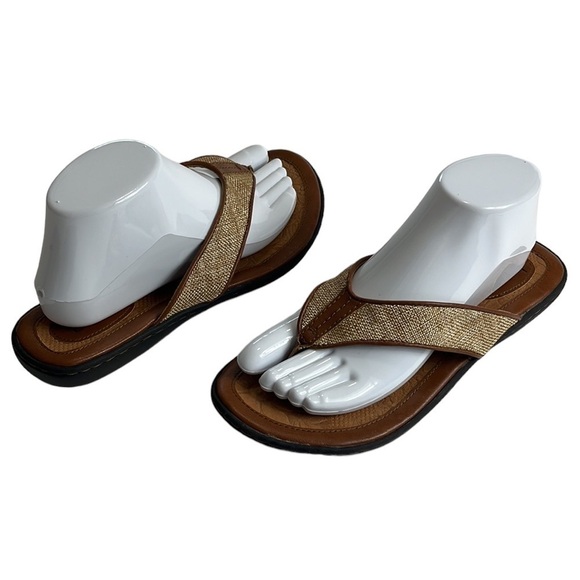 BOC Woven Fabric Thong Sandals Women's 9 Beige Tan Cream - Picture 1 of 12